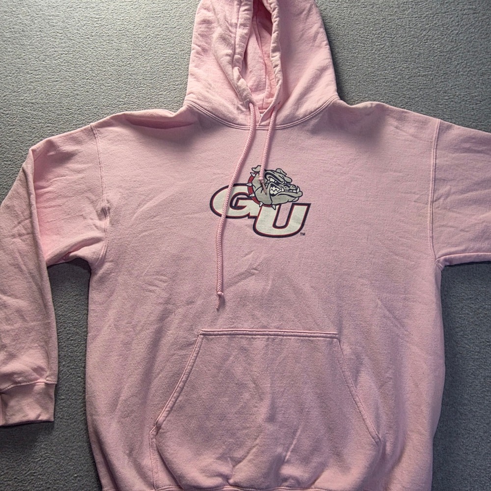Gildan Gonzaga Bulldogs Pullover Sweatshirt Womens L Pink GU College Hoodie NCAA